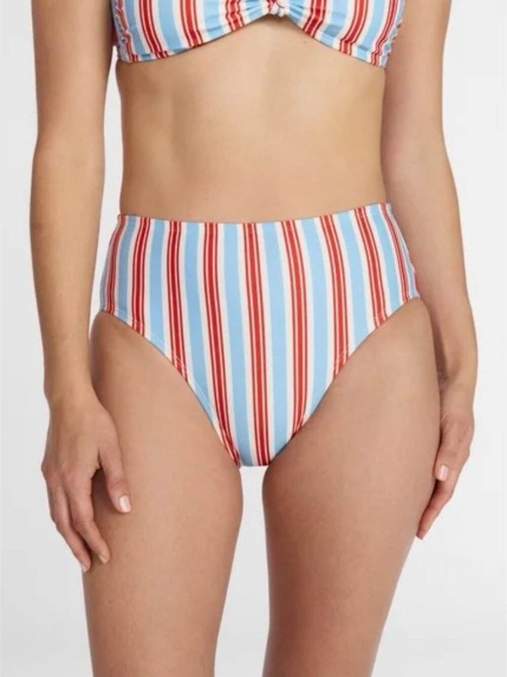 Time And Tru Women's Multi Color Striped High Leg High Waist Swim Bottom Size 1X